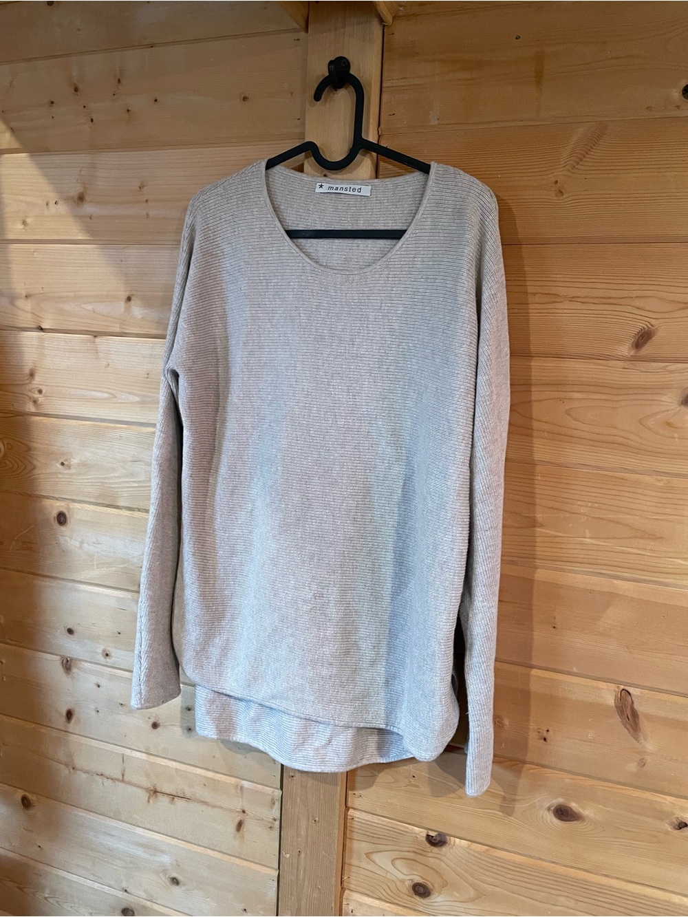 Mansted Cream Lightweight Ribbed Organic Cotton Knit Sweater